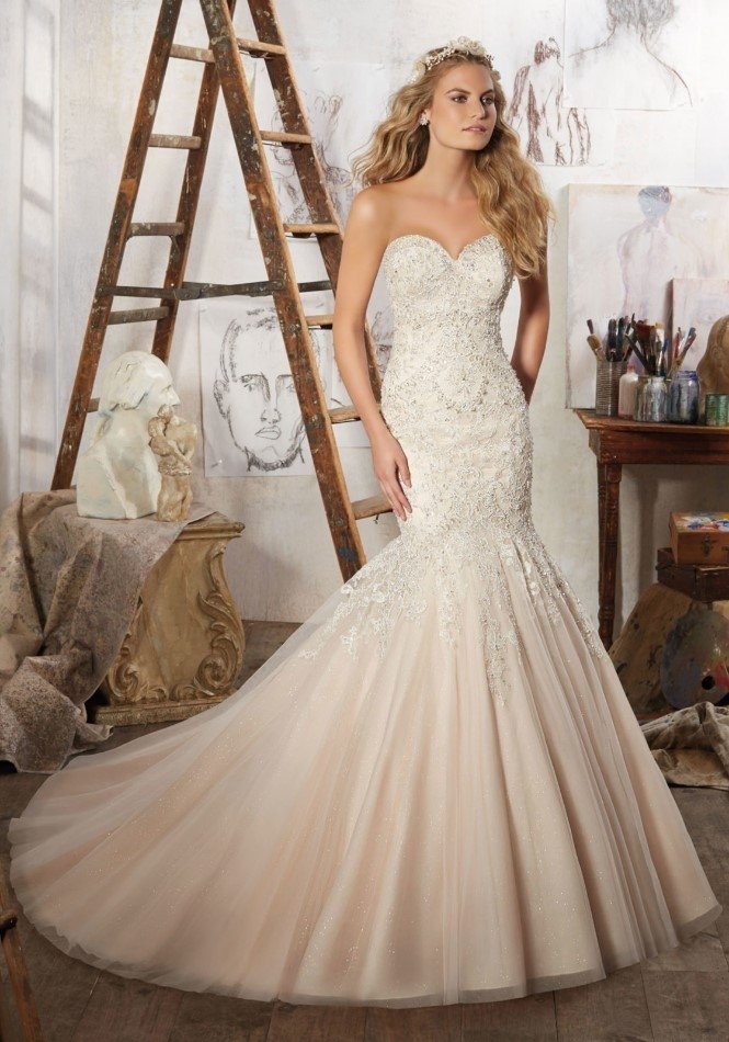 Mori Lee Mariella Size 14 Ivory>Caramel NEW!! - Wedding Dresses on