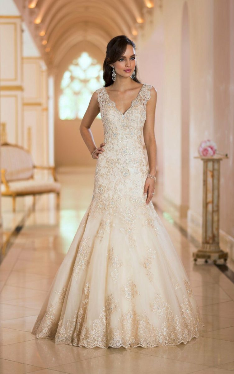 Ivory and silver wedding sales dress