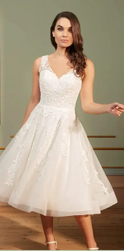 Wed2B Kristina Ivory Tea length dress on Bride2bride