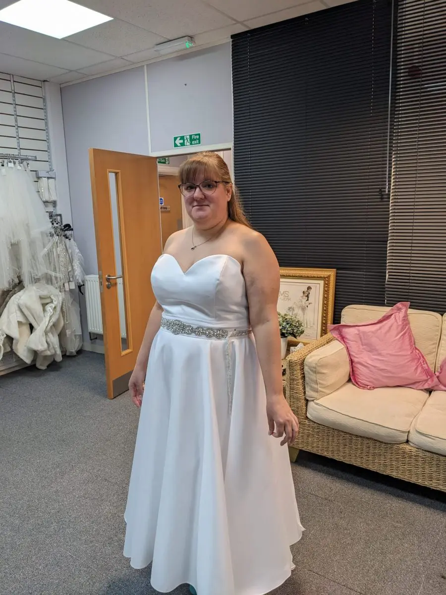 Ivory tea length wedding dress sale