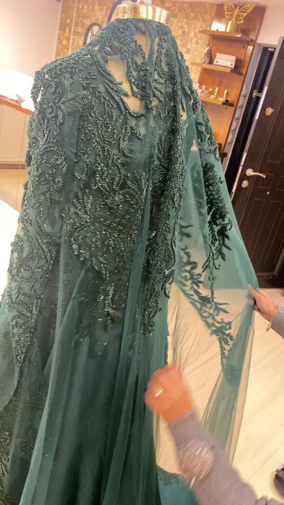 green wedding dresses uk Perfect Stranger Rosetta Off Shoulder Long Sleeve Maxi Dress Green main image 0